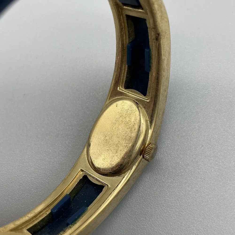 Vintage Lucerne Womens Watch 18mm Blue Dial Gold Tone Swiss Manual Wind 6.25